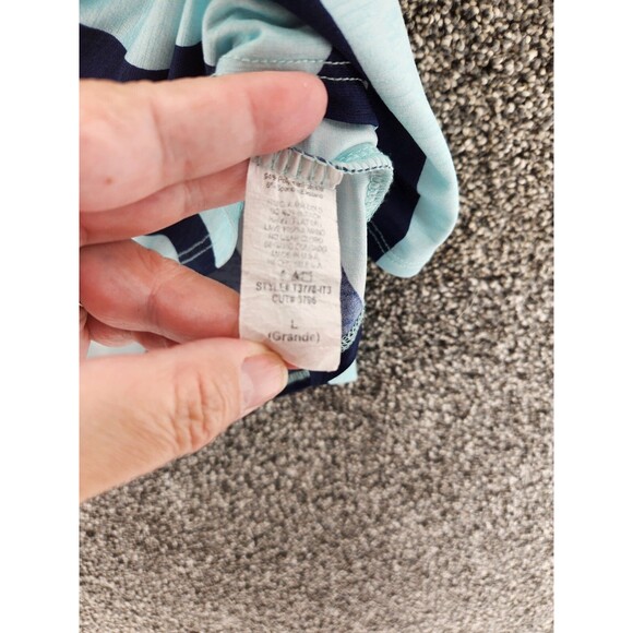 Loila Large Blue Chevron Short Sleeve Blouse - Picture 5 of 6